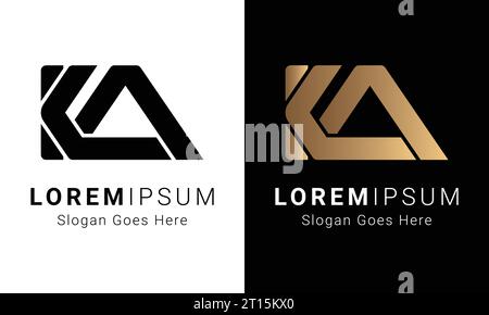 Design initial de logo de lettre de texte AK ou KA monogramme de luxe Illustration de Vecteur