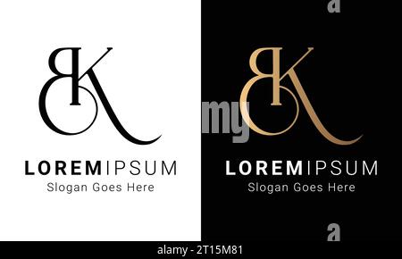 Luxury initial BK ou KB Monogram Text Letter logo Design Illustration de Vecteur