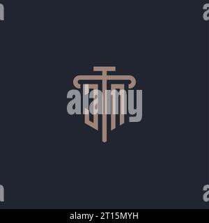 Monogramme initial de logo JN avec vecteur de conception d'icône de pilier Illustration de Vecteur