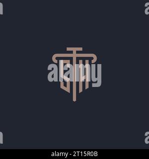 Monogramme initial de logo SH avec vecteur de conception d'icône de pilier Illustration de Vecteur