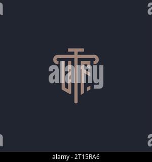 Monogramme initial de logo UF avec vecteur de conception d'icône de pilier Illustration de Vecteur