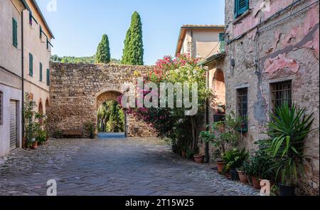 Le beau village de Suvereto sur un après-midi d'été ensoleillé. Province of Livourne, Toscane, Italie. Banque D'Images
