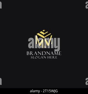 Monogramme initial MV avec logo de forme hexagonale, inspiration de conception de logo géométrique créatif Illustration de Vecteur