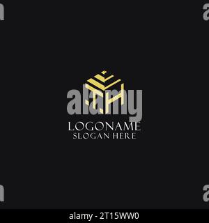 E monogramme initial avec logo de forme hexagonale, inspiration de conception de logo géométrique créatif Illustration de Vecteur