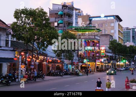 Rue Hai Ba Trung, CAN Tho, Vietnam. Banque D'Images