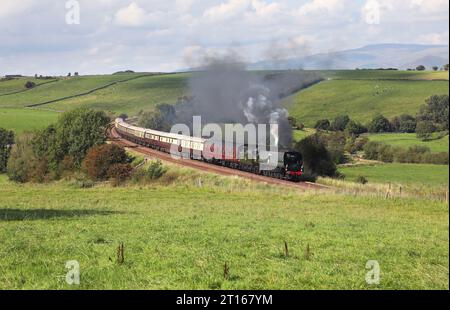 34067 têtes après Breaks Hall avec la Belle du Nord le 2,9.23. Banque D'Images