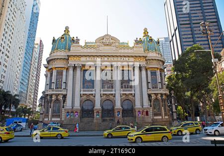 Theatro Municipal ou Théâtre Municipal à Praca Floriano ou Cinelandia, Vieille ville, Rio de Janeiro, État de Rio de Janeiro, Brésil Banque D'Images