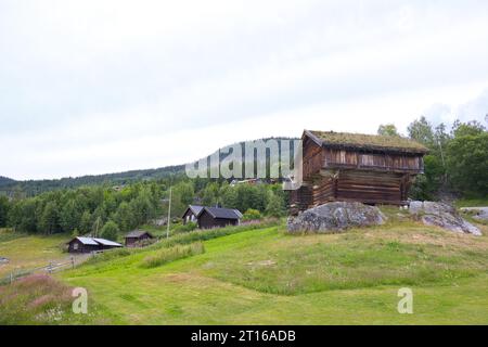 Bâtiments en bois dans un village de Telemark, Norvège Banque D'Images