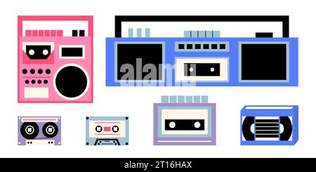 Ensemble vectoriel de gadgets classiques des années 90 et 80 Illustration de Vecteur