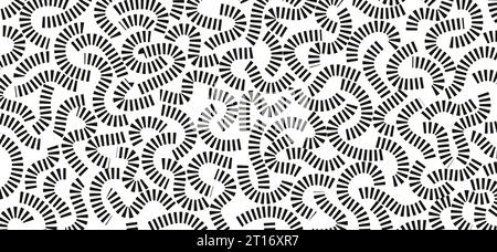Motif de doodle monochrome. Motif drôle. Courbes noires sur fond blanc. Illustration de Vecteur