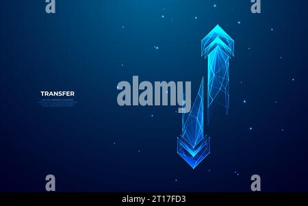 Résumé deux flèches vers le haut et vers le bas sur fond bleu foncé de la technologie Illustration de Vecteur