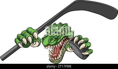 Crocodile Dinosaur Alligator Hockey Mascot Sports Illustration de Vecteur