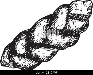Illustration graphique vectorielle de pain challah . Croquis noir et blanc sur fond blanc. Convient pour logo, conception de boulangerie, papier d'emballage Illustration de Vecteur