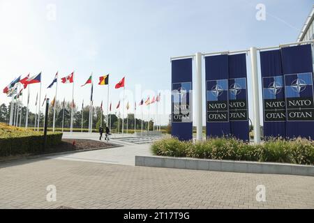 Bruxelles. 11 octobre 2023. Cette photo prise le 11 octobre 2023 montre le siège de l'OTAN à Bruxelles, en Belgique. Crédit : Zhao Dingzhe/Xinhua/Alamy Live News Banque D'Images