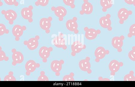 mignon motif d'ours en peluche romantique sans couture avec fond bleu ciel Illustration de Vecteur