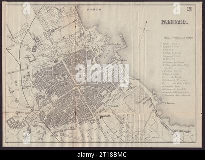 PALERMO plan de ville antique. Italie. BRADSHAW c1899 vieux Banque D'Images