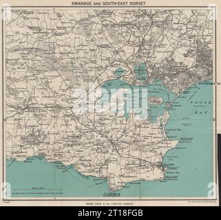 SUD-EST DORSET. Isle of Purbeck Poole Harbour Wareham Bournemouth 1953 carte Banque D'Images