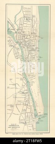 Plan de ville touristique vintage de YARMOUTH & GORLESTON. Norfolk. Carte WARD LOCK 1909 Banque D'Images