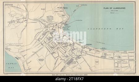 Plan de ville / ville vintage de LLANDUDNO. Pays de Galles. WARD LOCK 1913 ancienne carte antique Banque D'Images