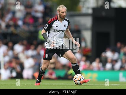 Tim Ream de Fulham. - Fulham v Brentford, Premier League, Craven Cottage Stadium, Londres, Royaume-Uni - 19 août 2023 usage éditorial uniquement - des restrictions DataCo s'appliquent Banque D'Images