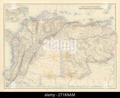 Amérique du Sud. Nouvelle Grenade et Venezuela. Colombie Panama. SWANSTON 1860 vieille carte Banque D'Images