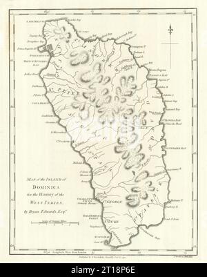 'Map de l'île de la DOMINIQUE' par Bryan Edwards. West Indies. Caraïbes 1794 Banque D'Images