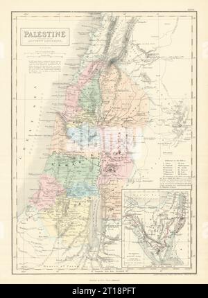 Palestine avec ses anciennes divisions. Inset Sinaï péninsule. Carte HUGHES 1854 Banque D'Images