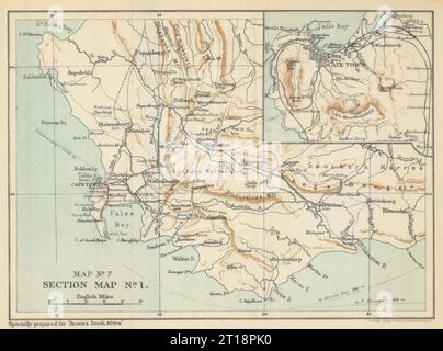 Afrique du Sud - provinces occidentales de la colonie du Cap. Environs du Cap. Carte BROWN 1899 Banque D'Images