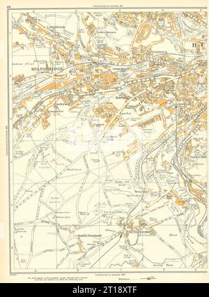 Huddersfield Milnsbridge Longwood Netherton Paddock Lockwood Barton 1935 carte Banque D'Images