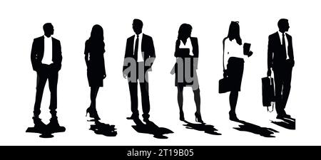 Silhouettes de gens d'affaires, isolés sur fond blanc. Illustration vectorielle plate Illustration de Vecteur