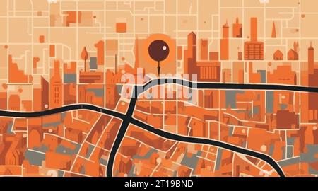 Illustration vectorielle abstraite orange de carte de ville dans un style plat Illustration de Vecteur