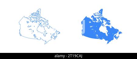 Carte du Canada. Pays d'Amérique du Nord. Illustration de la géographie mondiale. Icône bleue à vecteur isolé Illustration de Vecteur