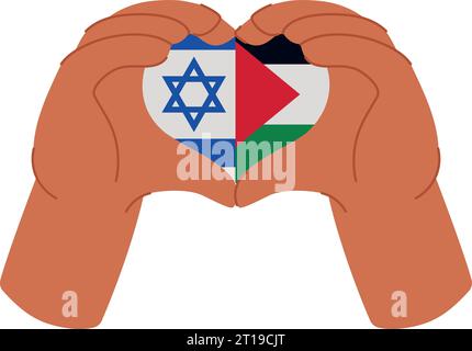 les mains israéliennes et palestiniennes forment le cœur Illustration de Vecteur