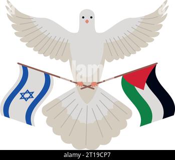 drapeaux de palestine et israël avec colombe Illustration de Vecteur