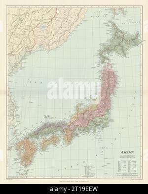 Les îles du Japon, dans les provinces/préfectures. 65 x 52 cm. STANFORD 1894 ancienne carte Banque D'Images