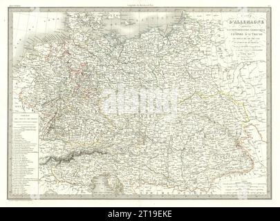 Carte de l'Allemagne… Allemagne Empire autrichien Prusse Pologne. Carte LAPIE 1830 Banque D'Images