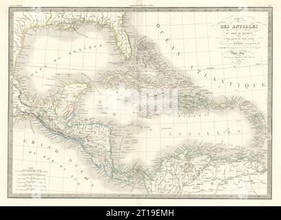 Carte des Antilles, du golfe du Mexique… Caraïbes et Antilles. Carte LAPIE 1829 Banque D'Images