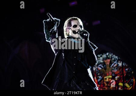 Papa Emeritus IV (Tobias Forge) de Ghost au Festival AthensRocks au complexe olympique d'Athènes / Grèce, juin 2023 Banque D'Images