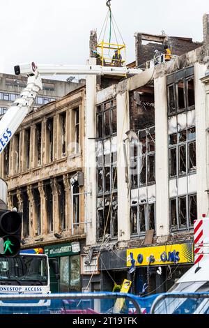 Démolition de la discothèque Victorias et des bâtiments environnants suite à un incendie en 2018, Sauchiehall Street, Glasgow, Écosse, Royaume-Uni, Europe Banque D'Images
