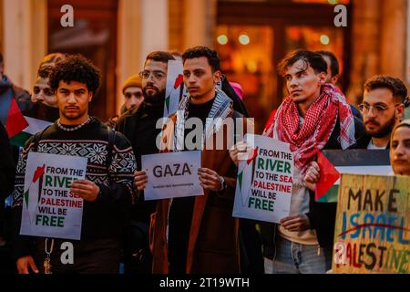 Wroclaw, Wroclaw, Pologne. 12 octobre 2023. Organiser une manifestation à Wroclaw contre le meurtre de Palestiniens par Israël. n/z Free Palestine démonstration (crédit image : © Krzysztof Zatycki/ZUMA Press Wire) À USAGE ÉDITORIAL SEULEMENT! Non destiné à UN USAGE commercial ! Banque D'Images