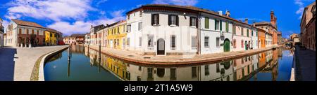 Comacchio - charmante ville médiévale avec canaux de rue. Célèbre comme petite Venise dans la région Emilie Romagne de l'Italie. Banque D'Images