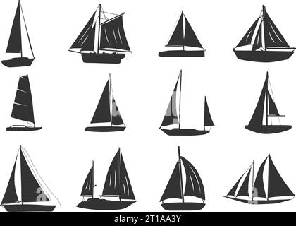 Voilier Silhouette, Yacht Voilier Silhouette, Silhouette de bateau à voile, icône de voilier, voilier Voilier vecteur, Voilier Illustration de Vecteur