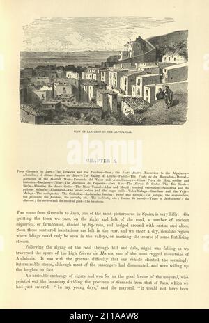 Illustration vintage, vue de Lanjarón une ville dans la région des Alpujarras dans la province de Grenade en Andalousie, Espagne, Espagne, illustrée par Gustave Dore Banque D'Images