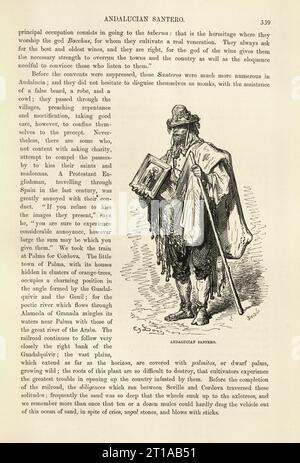 Illustration vintage de Gustave Dore, Santero andalou traditionnel espagnol, Espagne 19e siècle, un artisan qui crée santos y revultos et d'autres œuvres religieuses de style espagnol Banque D'Images