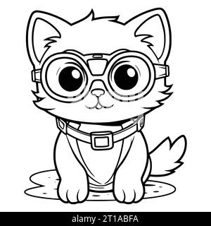 Pages de coloriage des lunettes de plongée pour chat Illustration de Vecteur