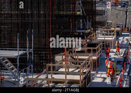 La construction du tunnel de la ceinture de Fehmarn à Roedbyhavn, dans le sud du Danemark jeudi 12 octobre 2023. Le tunnel de Fehmarnbelt sera achevé en 2029. Banque D'Images