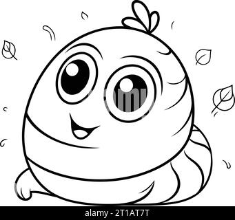 Illustration vectorielle en noir et blanc d'un escargot mignon. Livre de coloriage pour enfants. Illustration de Vecteur