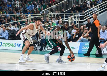 Athènes, Grèce. 12 octobre 2023. 22 Jerian Grant du Panathinaikos Athènes lors de l'Euroleague, Round 2, match entre le Panathinaikos Athènes et le FC Bayern Munich à Oaka Altion le 12 octobre 2023, à Athènes, Grèce. Crédit : Agence photo indépendante/Alamy Live News Banque D'Images