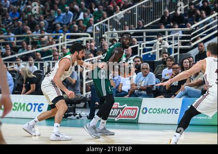 Athènes, Lombardie, Grèce. 12 octobre 2023. 22 JERIAN ATTRIBUTION du Panathinaikos Athènes lors de l'Euroleague, Round 2, match entre le Panathinaikos Athènes et le FC Bayern Munich à Oaka Altion le 12 octobre 2023, à Athènes, Grèce. (Image de crédit : © Stefanos Kyriazis/ZUMA Press Wire) USAGE ÉDITORIAL SEULEMENT! Non destiné à UN USAGE commercial ! Banque D'Images