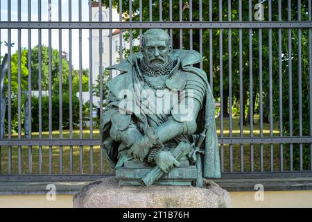 Rochus Quirinus Comte de Lynar, statue à Luebbenau, Spreewald, Brandebourg, Allemagne Banque D'Images